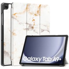 iMoshion Trifold Design Bookcase Samsung Galaxy Tab A9 Plus - White Marble