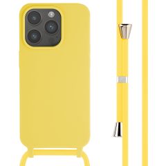 iMoshion Siliconen hoesje met koord iPhone 15 Pro - Geel
