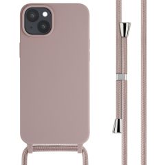 iMoshion Siliconen hoesje met koord iPhone 15 Plus - Sand Pink