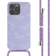 iMoshion Siliconen design hoesje met koord iPhone 15 Pro Max - Butterfly