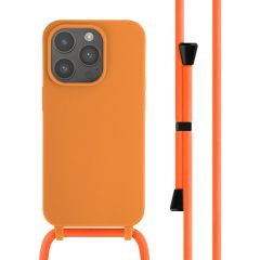 iMoshion Siliconen hoesje met koord iPhone 14 Pro - Oranje