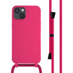 iMoshion Siliconen hoesje met koord iPhone 14 - Fluor Roze