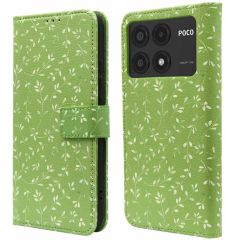 iMoshion Design Bookcase Xiaomi Poco X6 Pro - Green Flowers