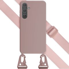 Selencia Siliconen hoesje met afneembaar koord Samsung Galaxy A35 - Sand Pink