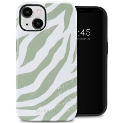 Selencia Vivid Backcover iPhone 14 - Colorful Zebra Sage Green