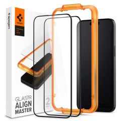 Spigen AlignMaster Full Screenprotector 2 Pack iPhone 15 Pro Max - Zwart