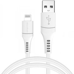 iMoshion Lightning naar USB kabel iPhone 13 Mini - MFi certificering - Gevlochten textiel - 1,5 meter - Wit