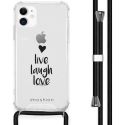 iMoshion Design hoesje met koord iPhone 11 - Live Laugh Love - Zwart