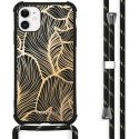 iMoshion Design hoesje met koord iPhone 11 - Bladeren - Goud / Zwart