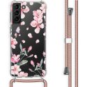 iMoshion Design hoesje met koord voor Samsung Galaxy S21 Plus - Bloem - Roze