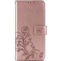 Klavertje Bloemen Bookcase Xiaomi Redmi Note 9 - Rosé Goud
