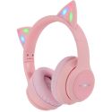 iMoshion Kids LED Light Cat Ear Bluetooth Headphones - Kinder koptelefoon - Draadloze koptelefoon + AUX kabel - Roze