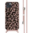 iMoshion Siliconen design hoesje met koord iPhone 14 Plus - Animal Pink