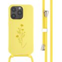 iMoshion Siliconen design hoesje met koord iPhone 14 Pro - Flower Yellow