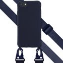 Selencia Siliconen hoesje met afneembaar koord iPhone SE (2022 / 2020) / 8 / 7 - Donkerblauw