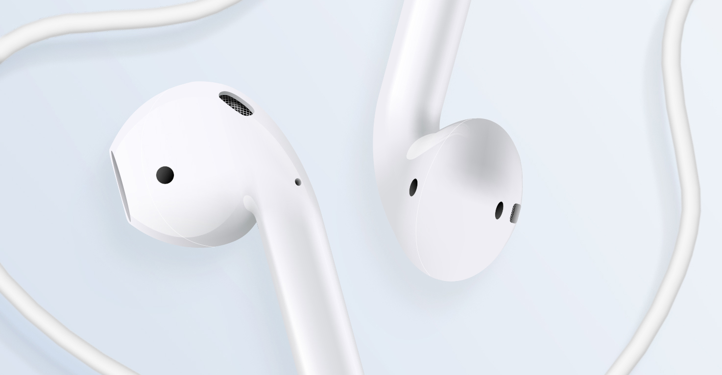 Apple oordopjes van dichtbij.