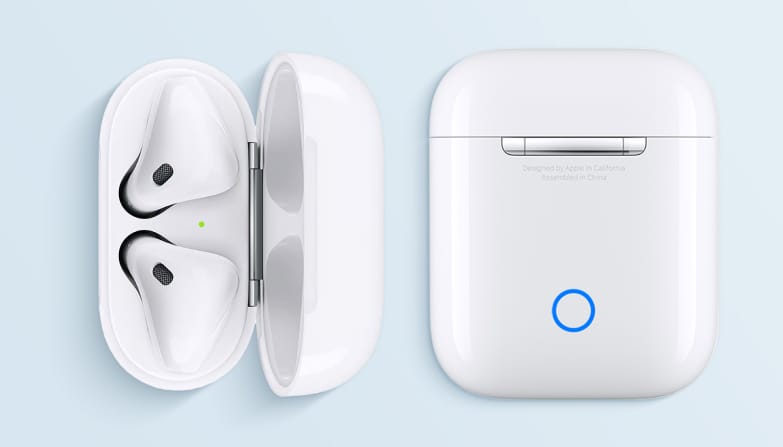 AirPods 2 met de instelknop aangewezen.