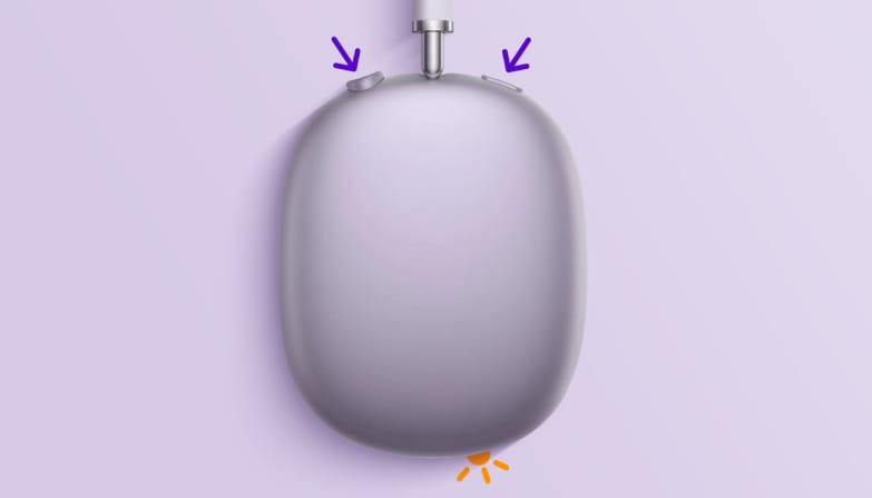 De rechter oorschelp van de AirPods Max.