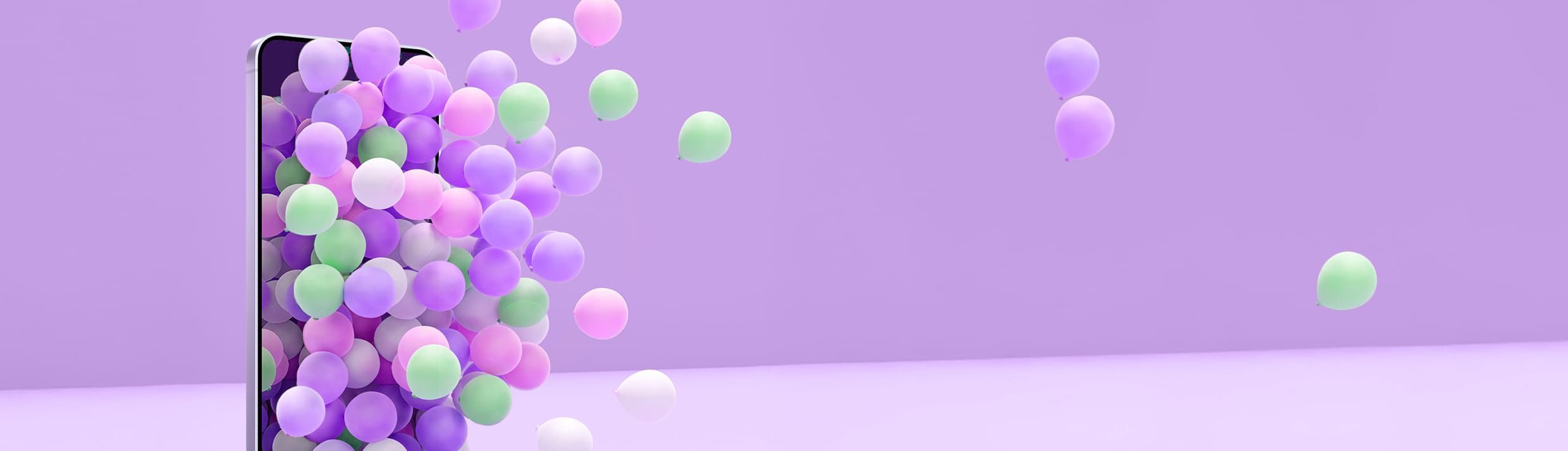 Een Samsung telefoon waar ballonnen uit komen.