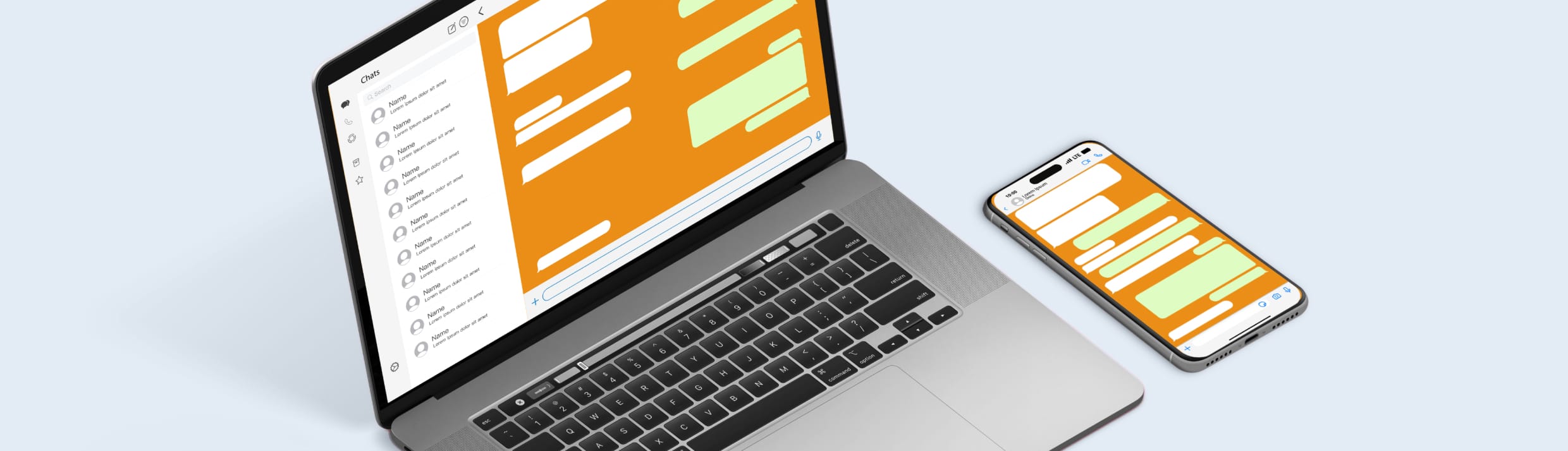 Een laptop en telefoon waarbij WhatsApp geopend is