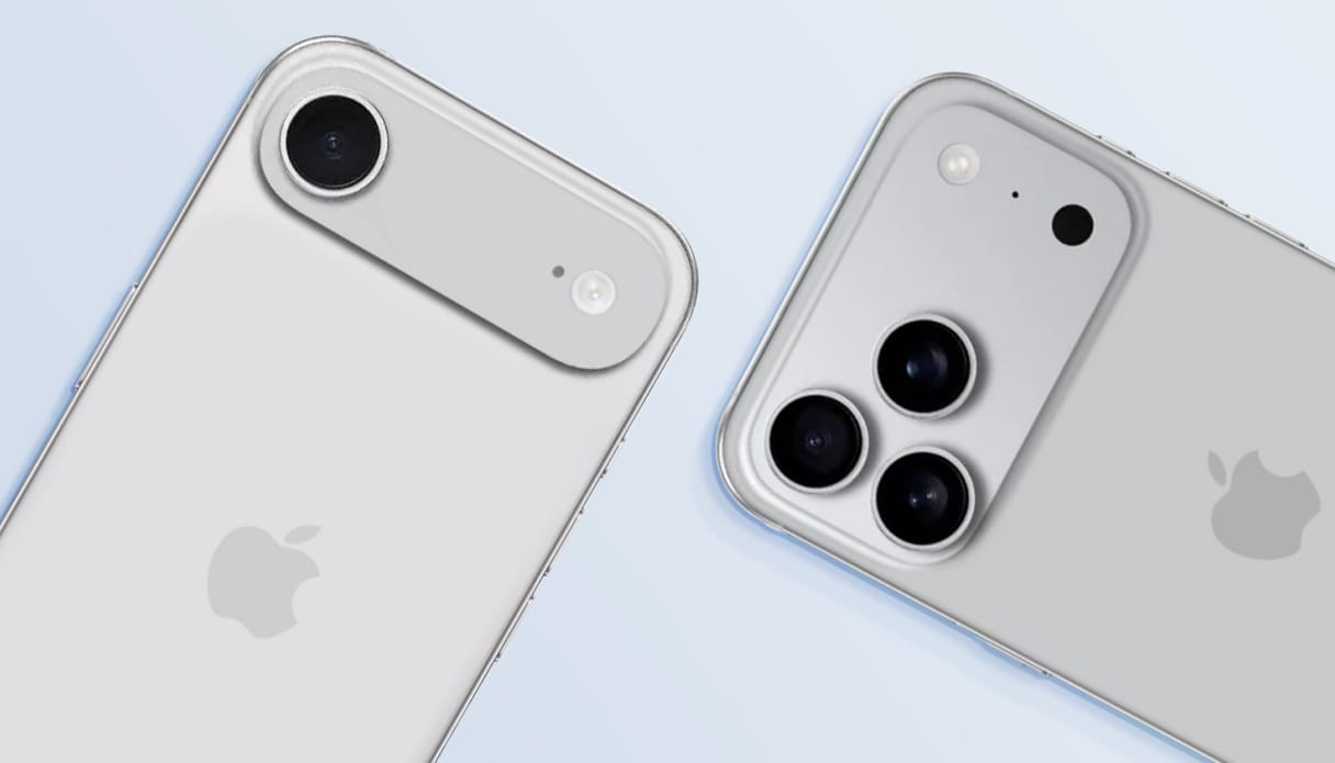 Het verschil tussen de camera-eilanden van de iPhone 16 en iPhone 17.