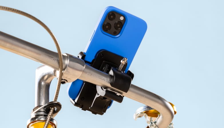 Een telefoonhouder voor op de fiets.