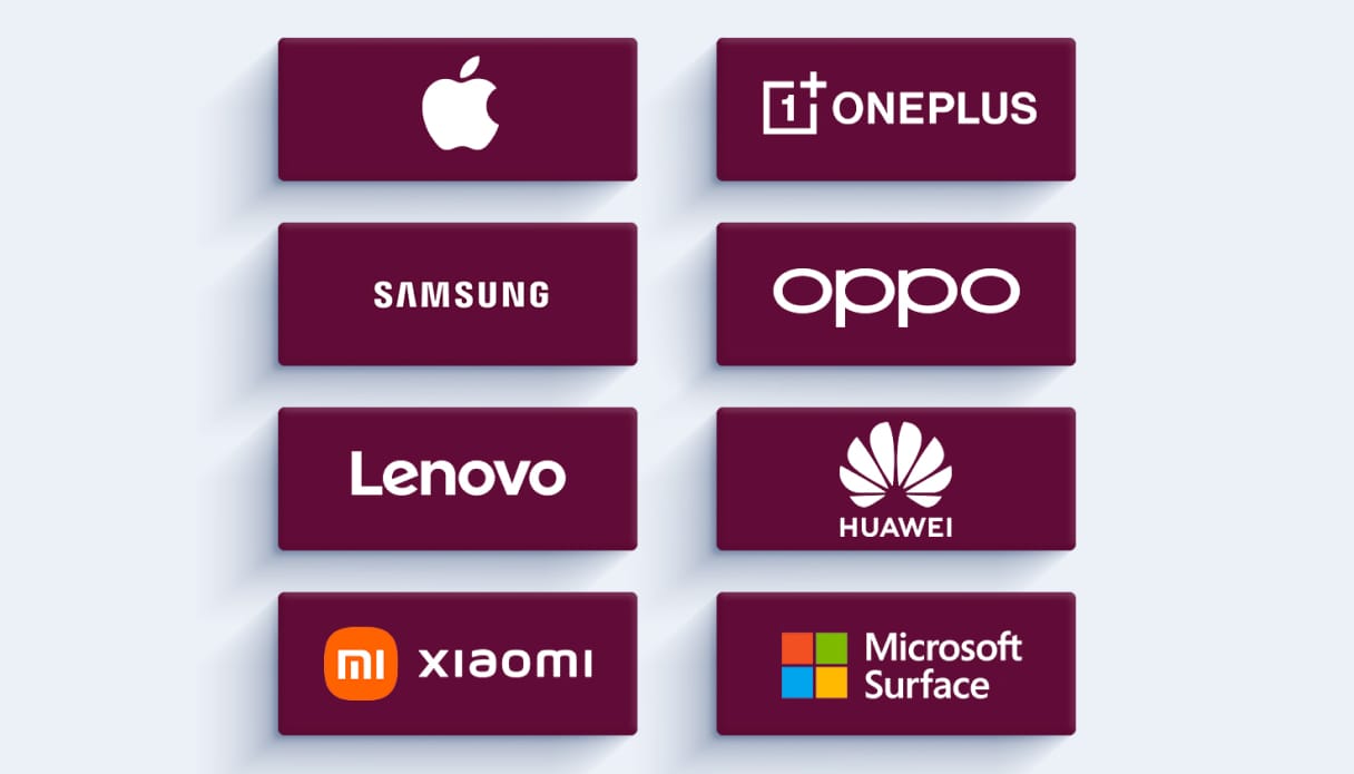 Logo's van verschillende merken tablets.