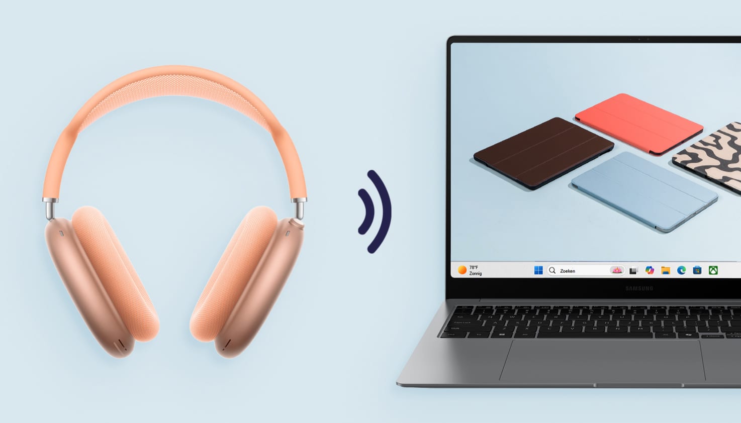 Apple AirPods Max wordt gekoppeld aan een Windows laptop.
