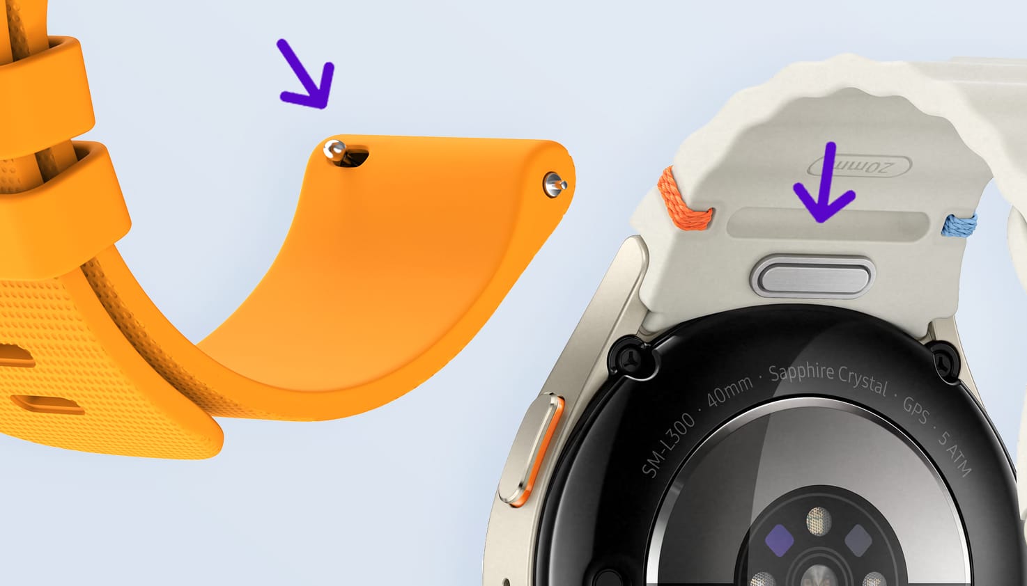 Foto van een Samsung Galaxy watch bevestiging.