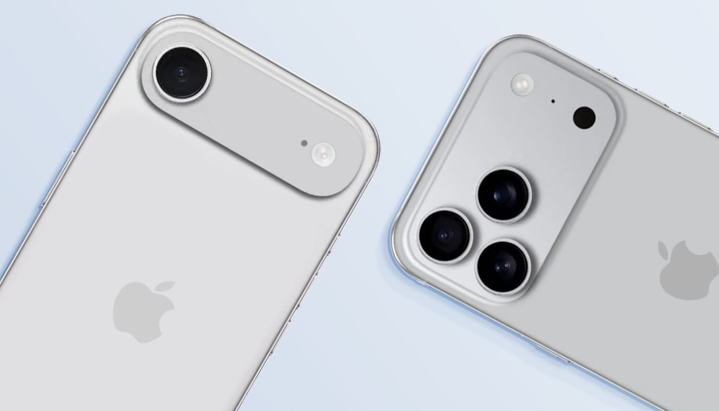 Het verschil tussen de camera-eilanden van de iPhone 16 en iPhone 17.