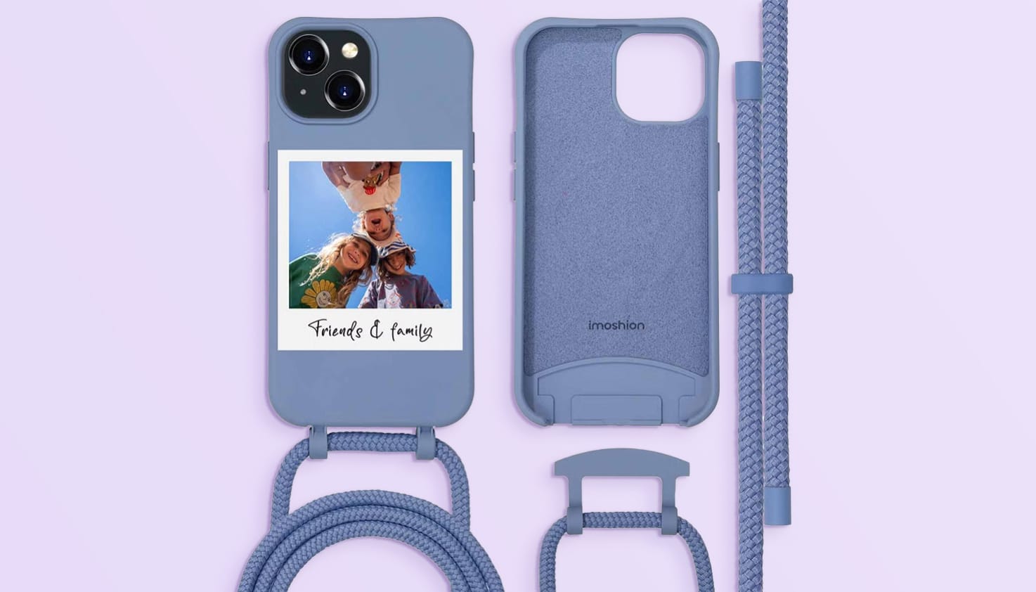 Een te bedrukken telefoonhoesje met koord.