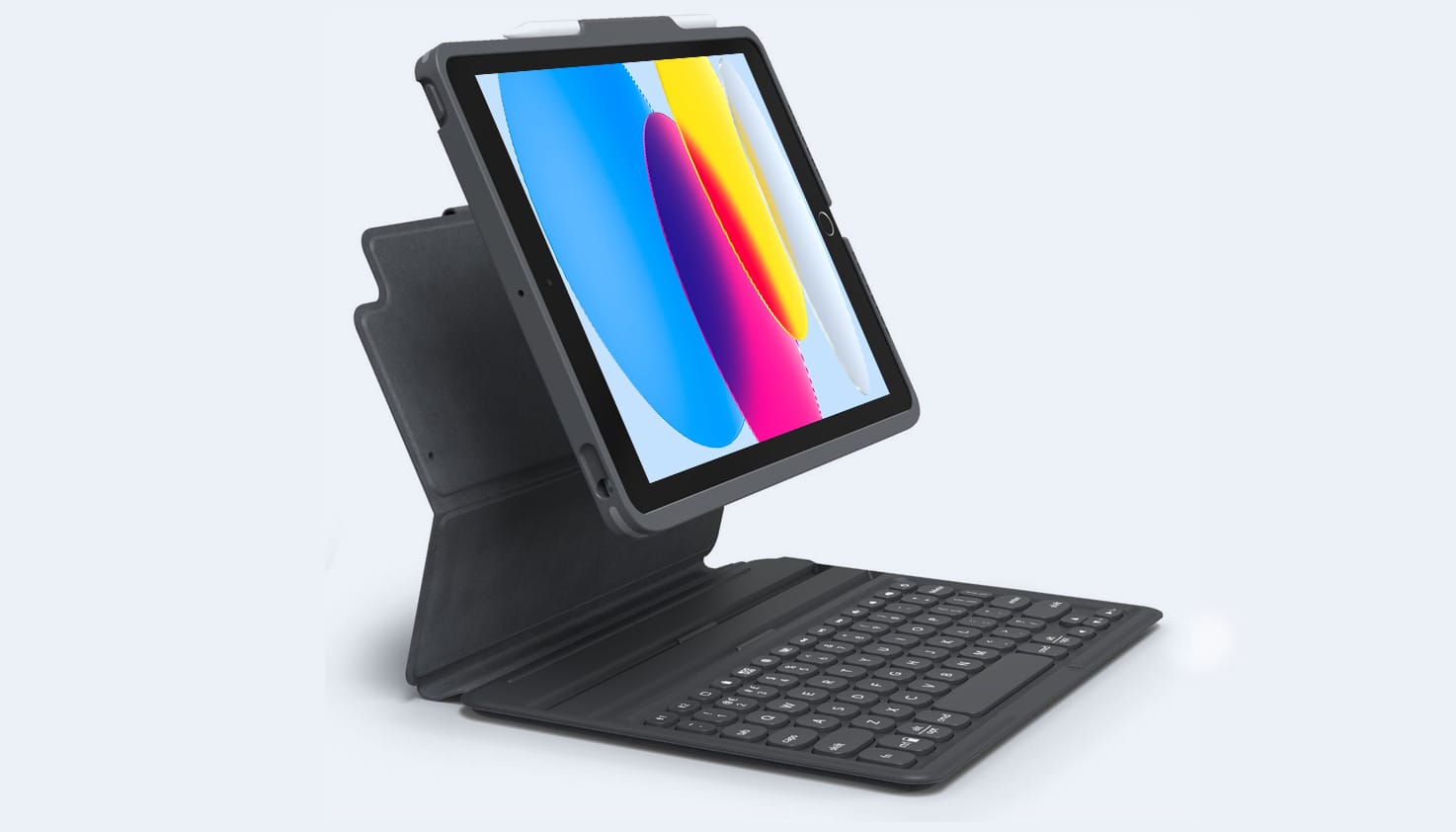 Een foto van een magnetic tablethoes met toetsenbord.