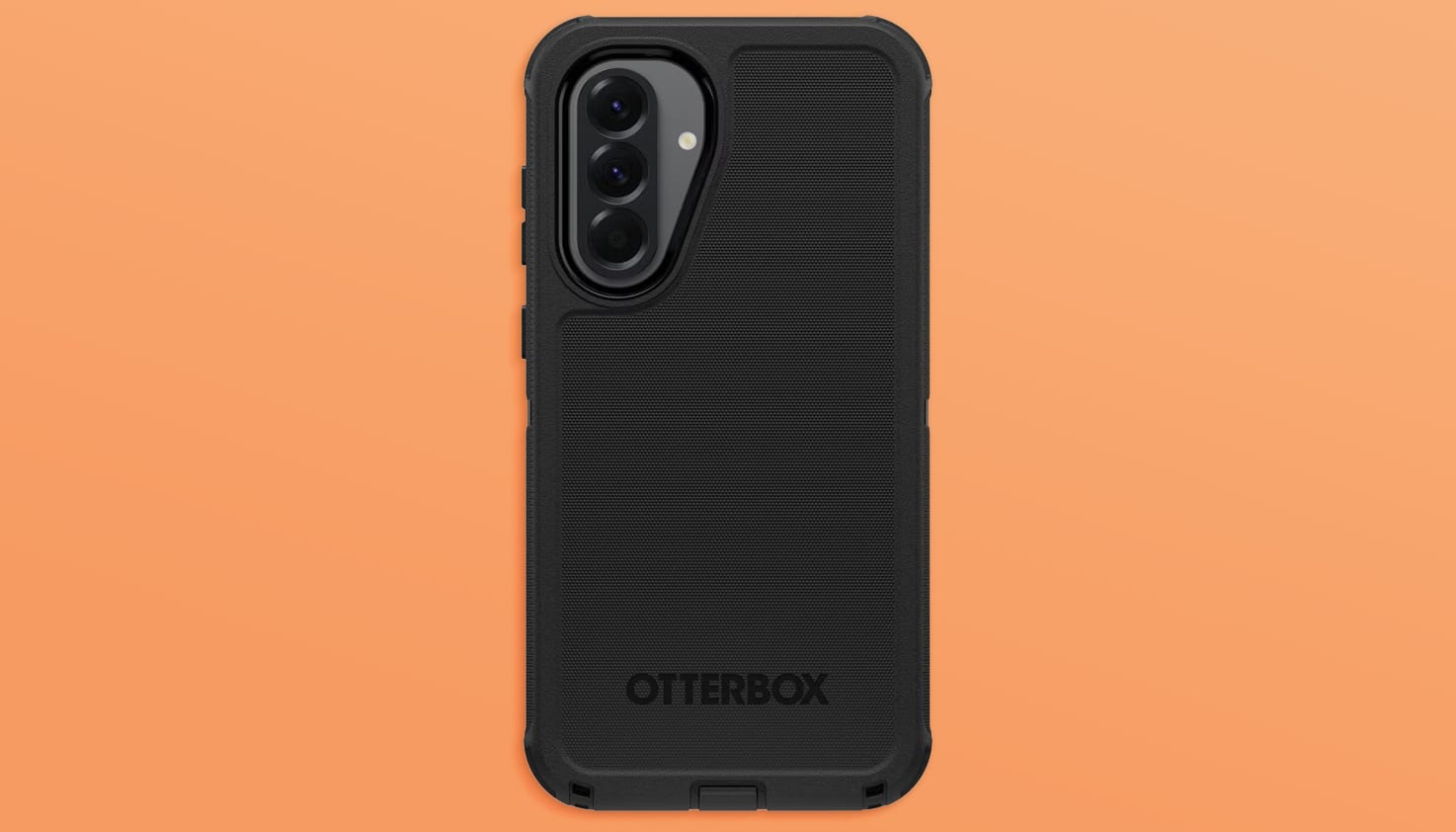 Een zwarte Otterbox Defender Rugged Backcover met MagSafe.