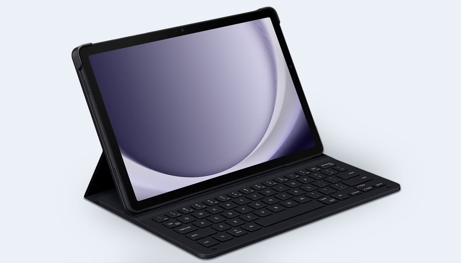 Productfoto van een tablethoes met toetsenbord.